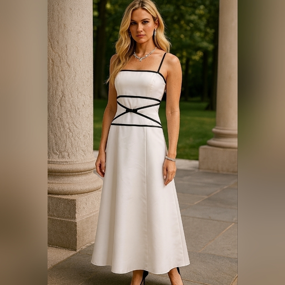 Source Unknown White and Black Maxi Dress